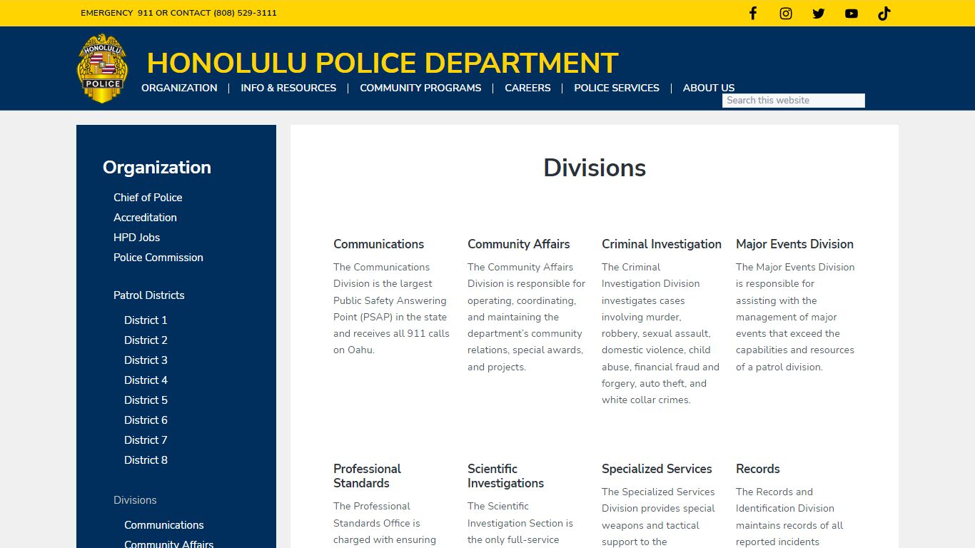Divisions - Honolulu Police Department